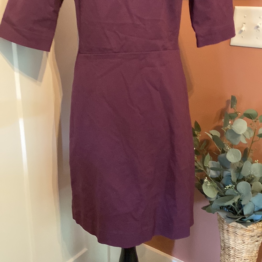Kate Spade Saturday Slash pocket shift eggplant 1/2 sleeve darted 8 square dress - Picture 4 of 15